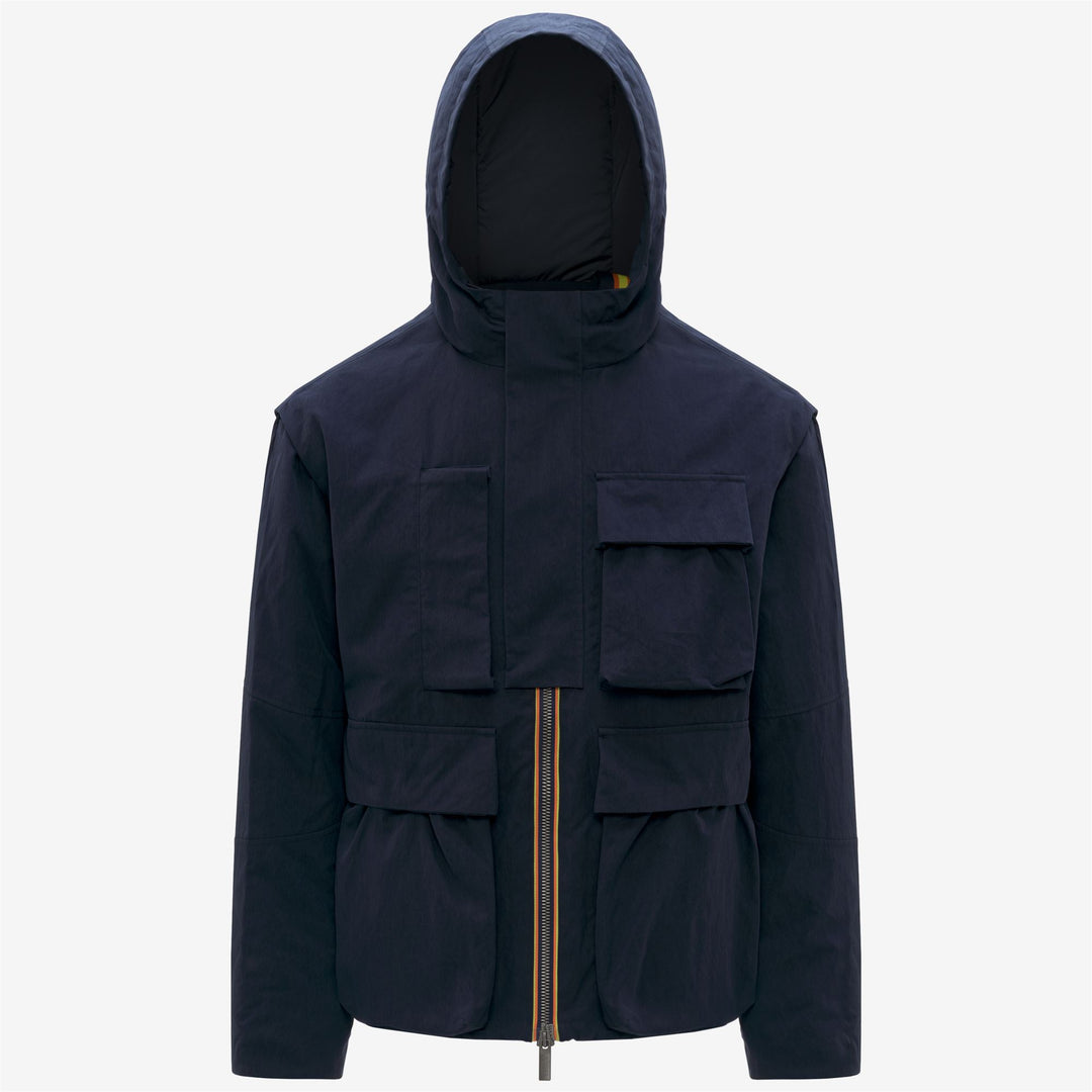 Blue Men's Short Cotton Parka with PrimaLoft Padding 01