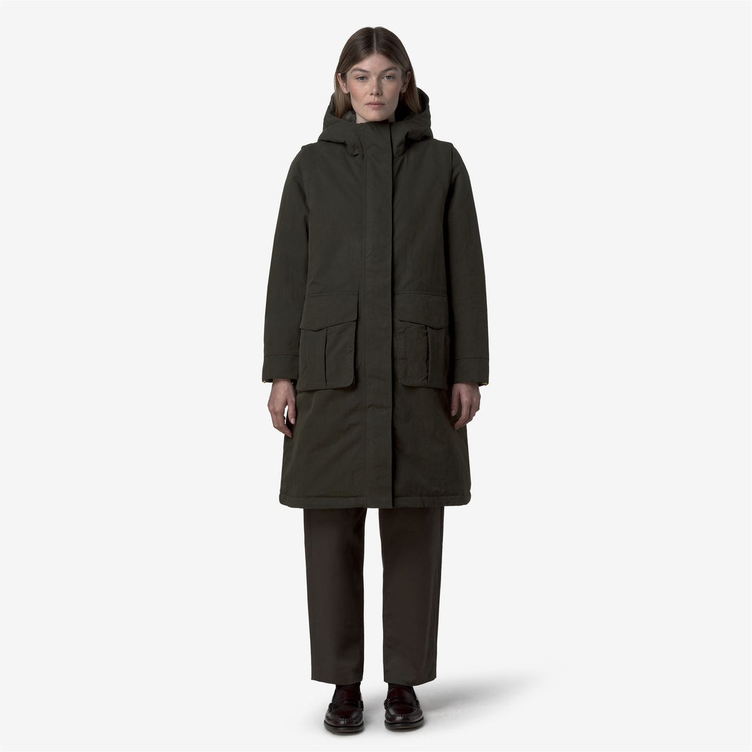 Green Women's Long Cotton Parka with Faux Fur and PrimaLoft Padding main