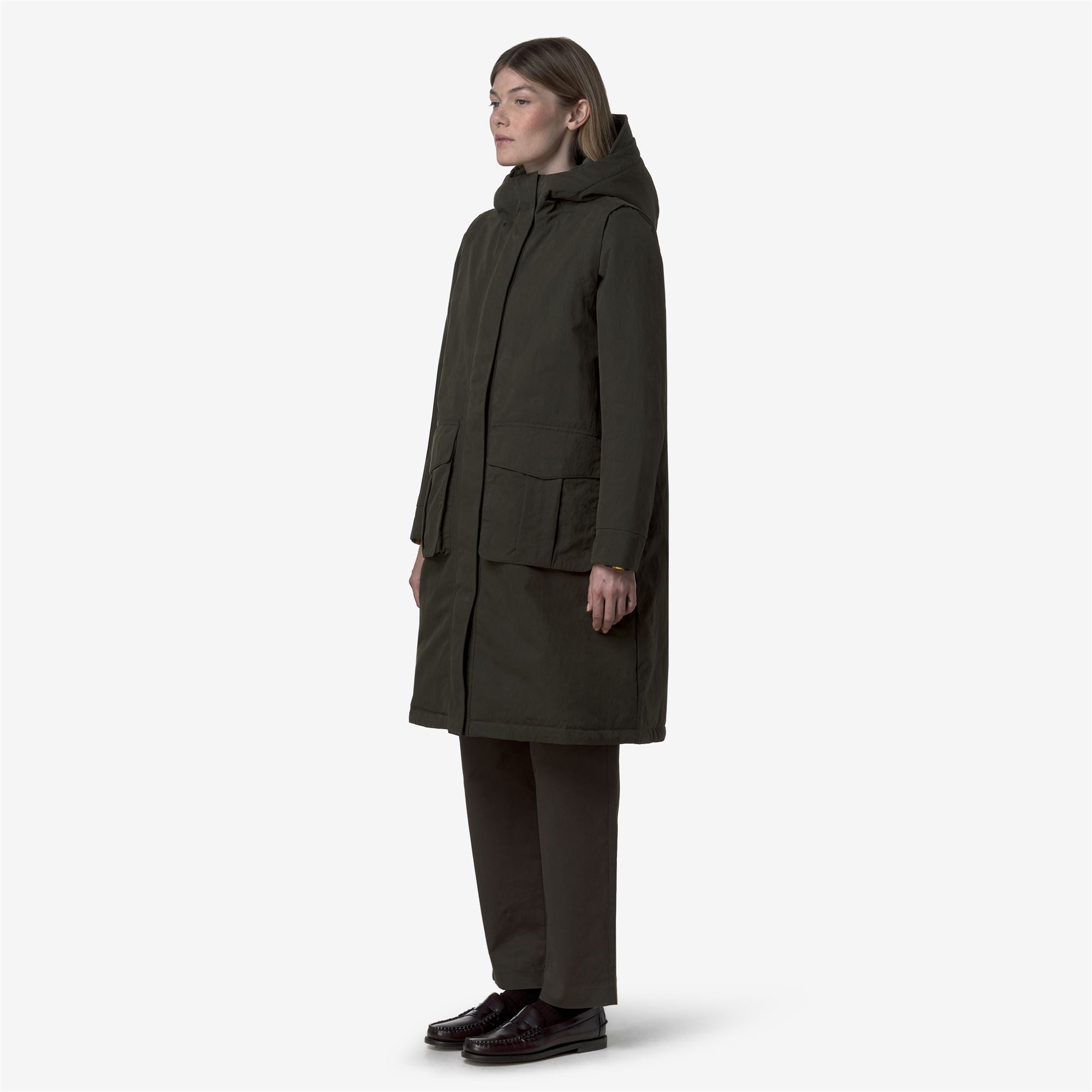 Jackets_WOMAN_BRUNIL COTTON FEEL_Long_Green Blackish-Green Blackish FUR - Commercial 5