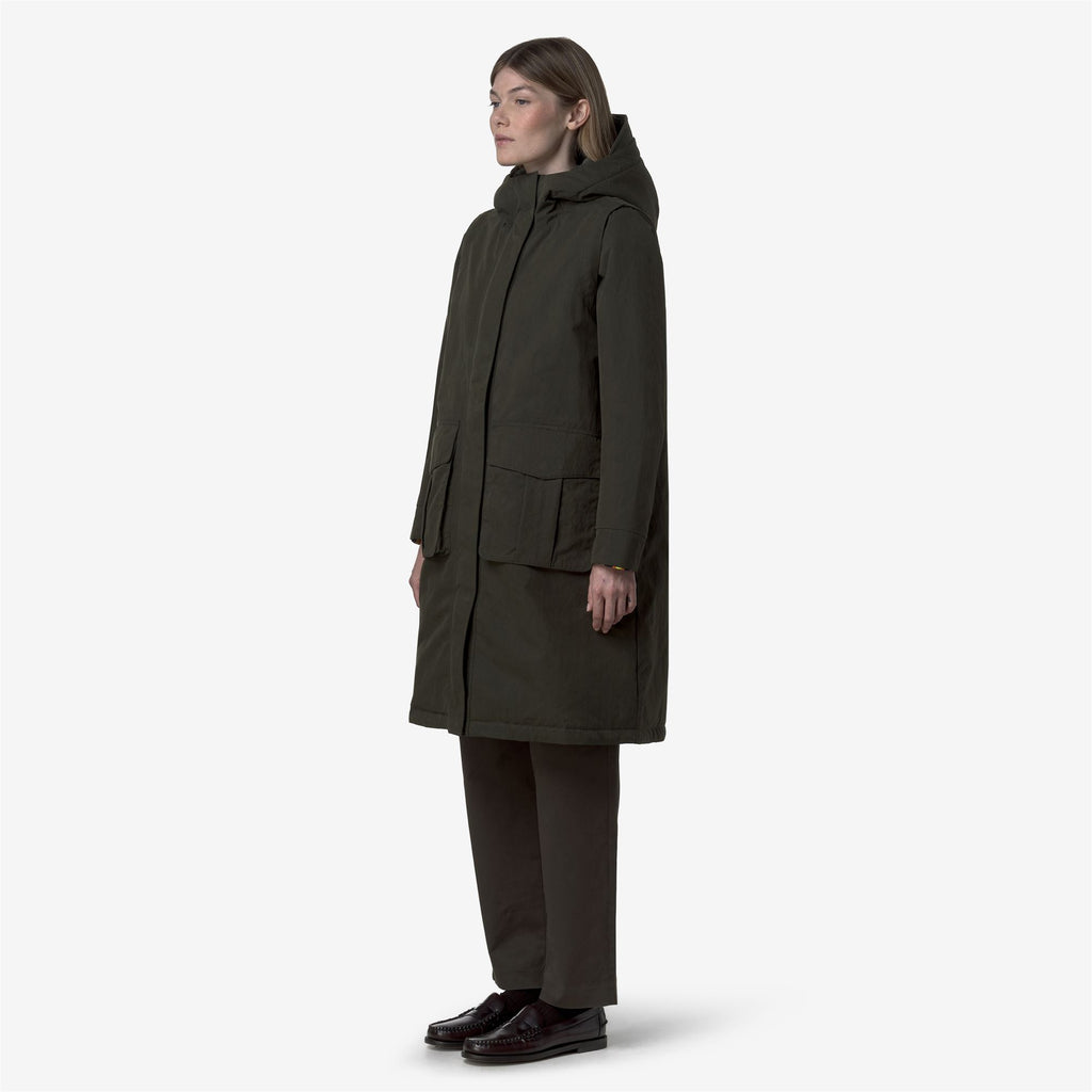 Jackets_WOMAN_BRUNIL COTTON FEEL_Long_Green Blackish-Green Blackish FUR - Commercial 5