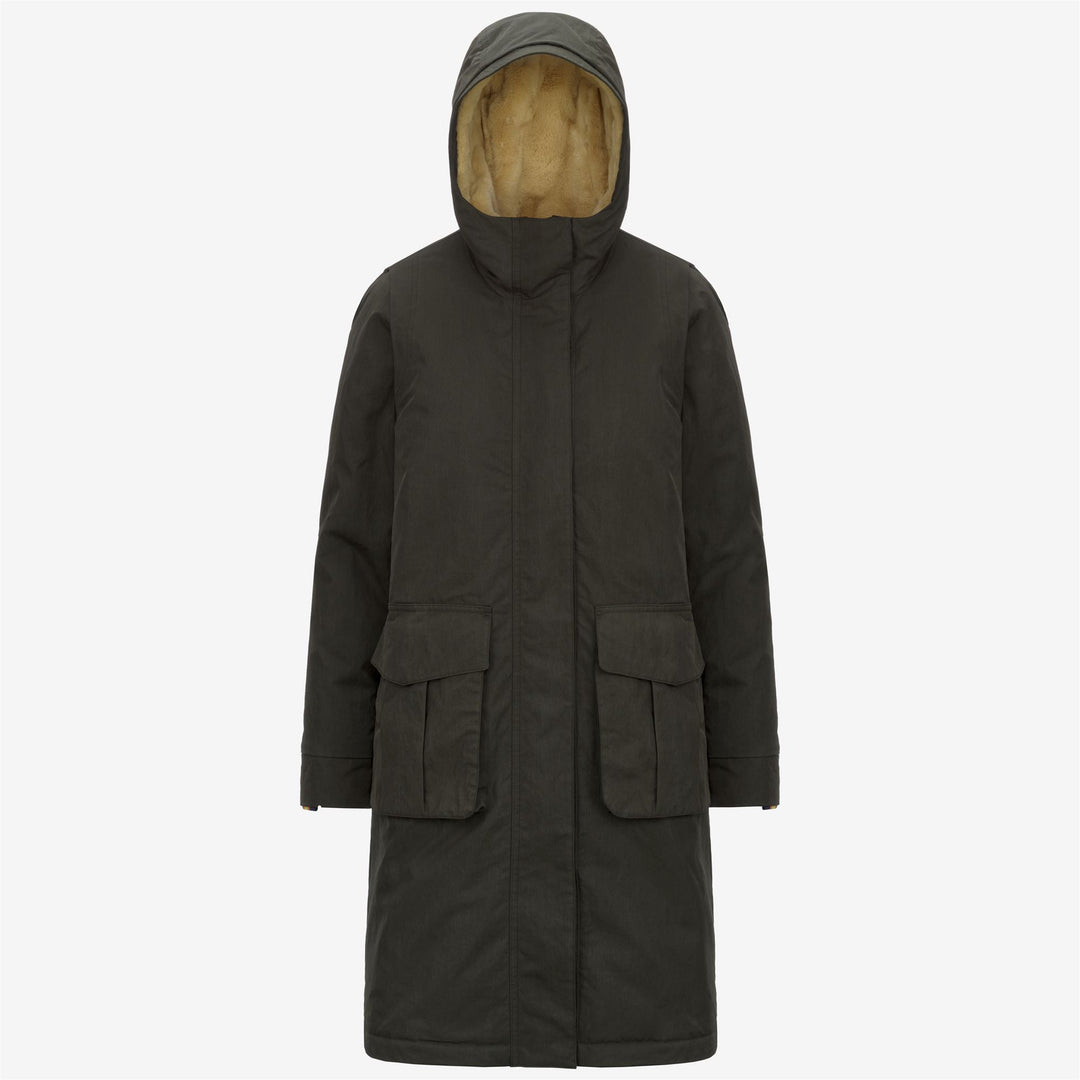 Green Women's Long Cotton Parka with Faux Fur and PrimaLoft Padding 01