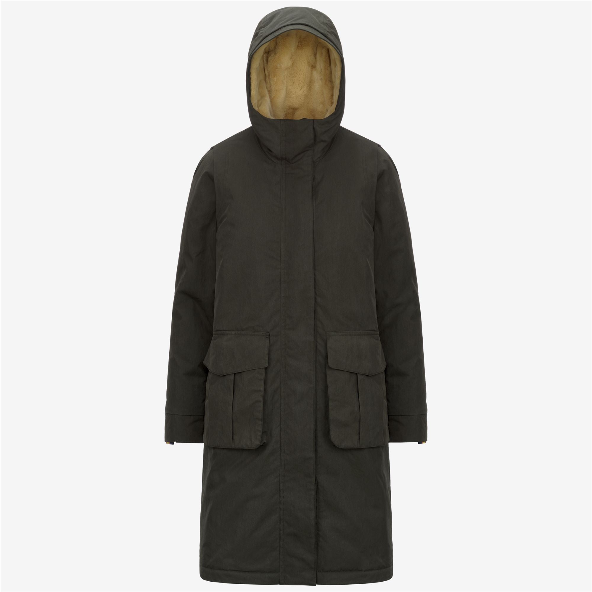 Jackets_WOMAN_BRUNIL COTTON FEEL_Long_Green Blackish-Green Blackish FUR - Commercial 1