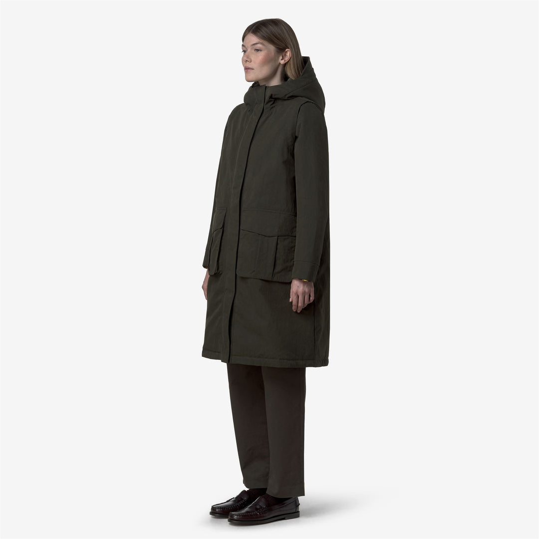 Green Women's Long Cotton Parka with Faux Fur and PrimaLoft Padding main