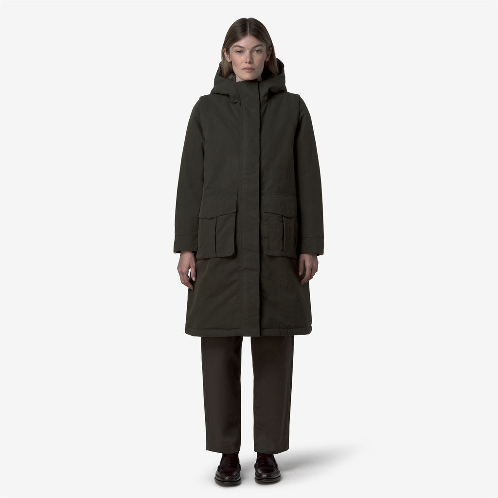 Jackets_WOMAN_BRUNIL COTTON FEEL_Long_Green Blackish-Green Blackish FUR - Commercial 4