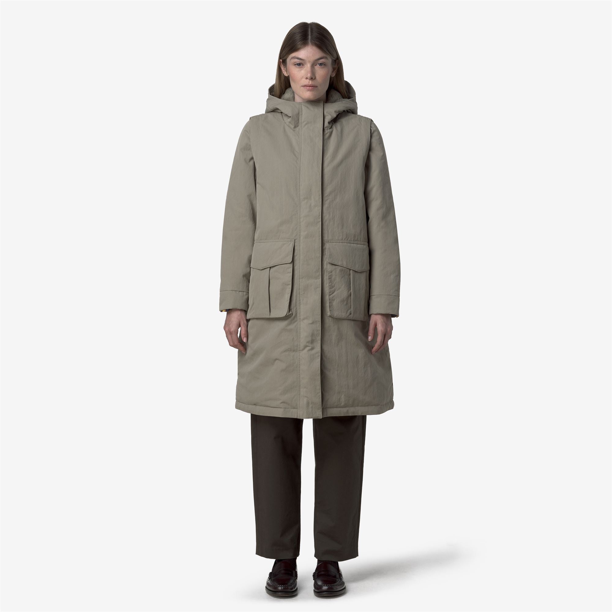 Jackets_WOMAN_BRUNIL COTTON FEEL_Long_Green Oak-Green Oak FUR - Commercial 4