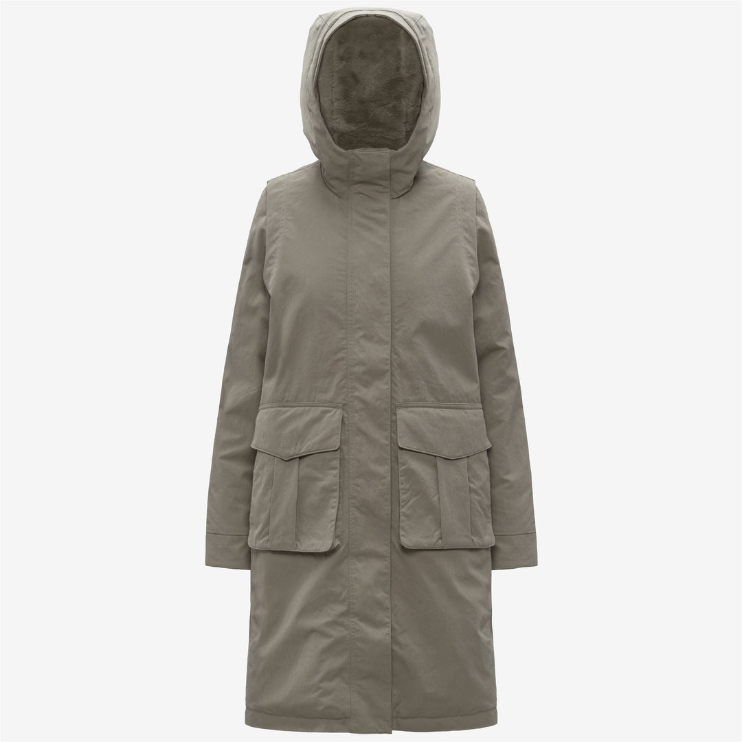 Green oak Women's Long Parka with Faux Fur and PrimaLoft Padding 01