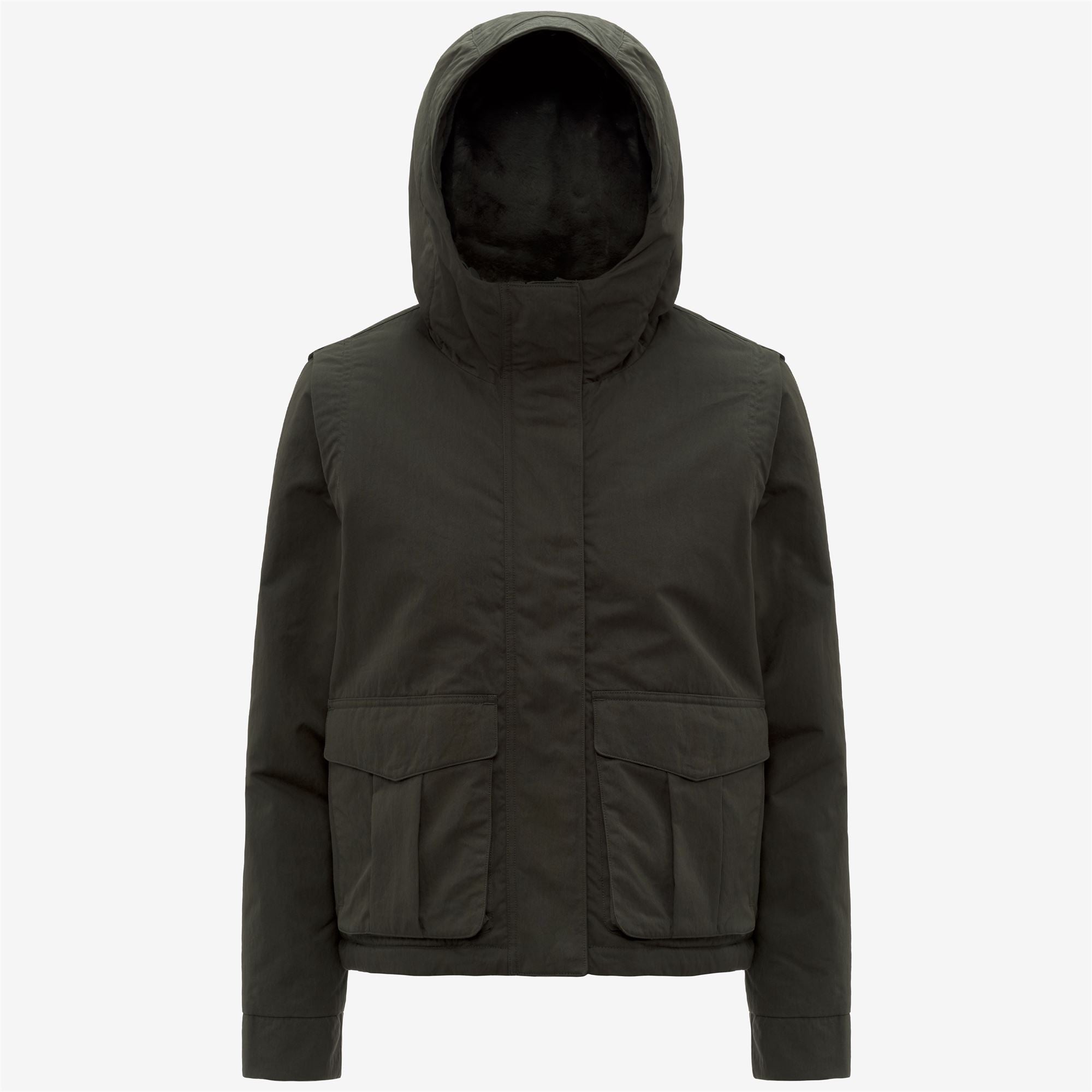 Jackets_WOMAN_IDELER COTTON FEEL_Short_Green Blackish-Green Blackish FUR - Commercial 1