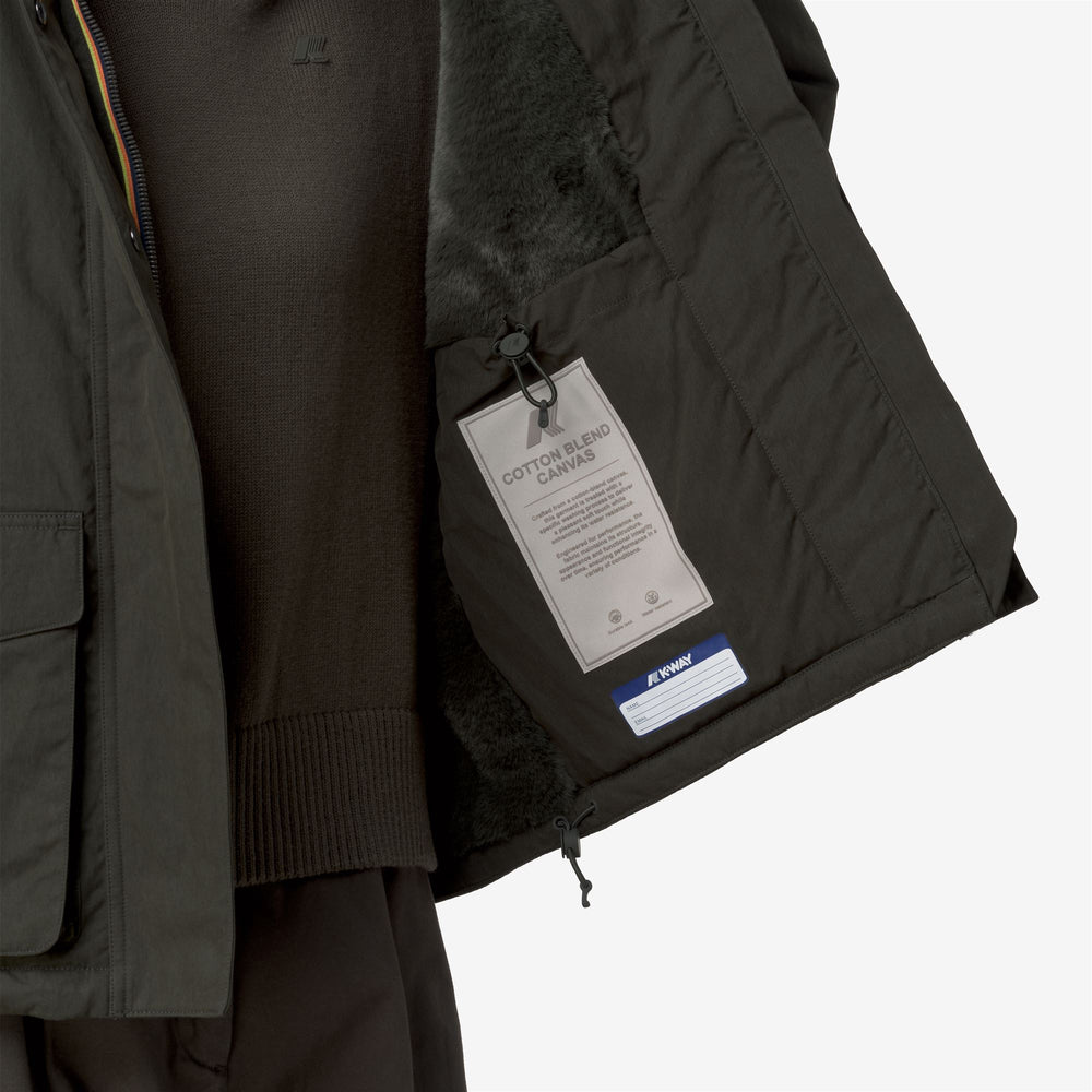 Green black Women's Short Urban Parka with Faux Fur Lining 02