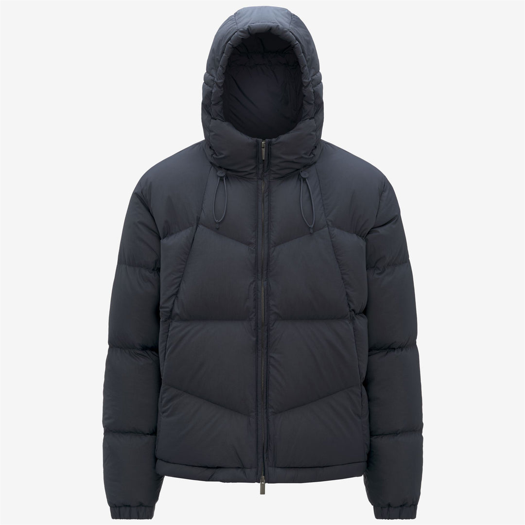 Chaqueta acolchada corta azul para hombre con aislamiento de plumón 01