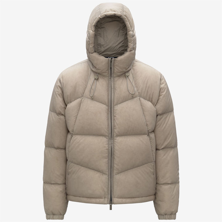 Chaqueta acolchada corta beige para hombre con aislamiento de plumón natural 1