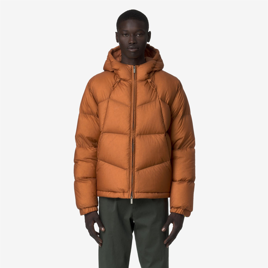 Chaqueta acolchada corta naranja para hombre con aislamiento de plumón main