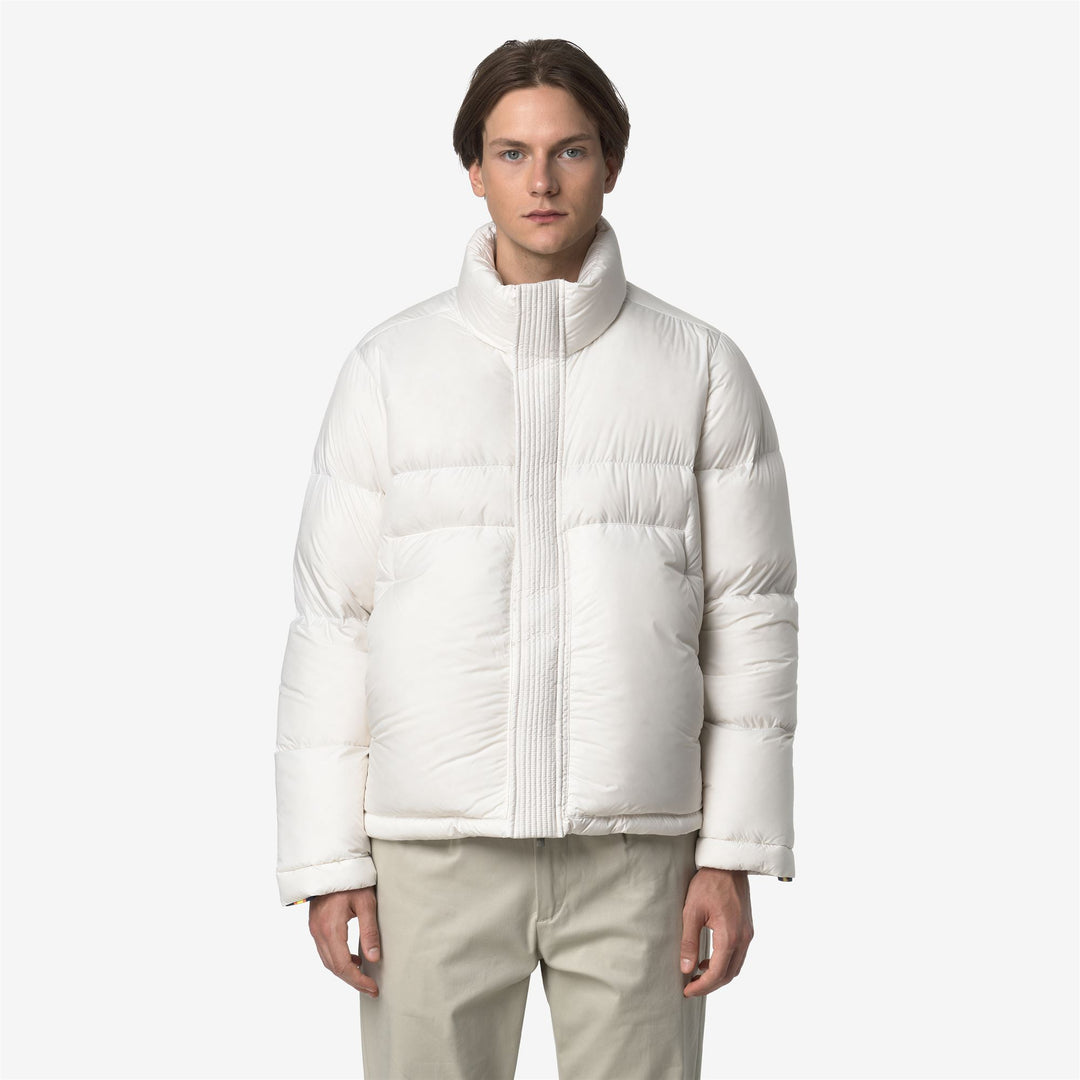 Chaqueta acolchada corta blanca para hombre con aislamiento de plumón natural main