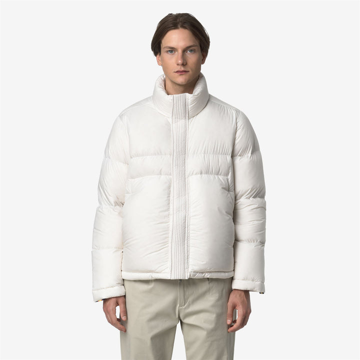 Chaqueta acolchada corta blanca para hombre con aislamiento de plumón natural 3