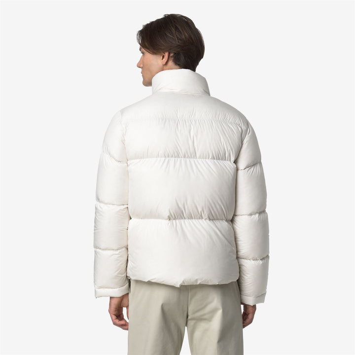 Chaqueta acolchada corta blanca para hombre con aislamiento de plumón natural 5