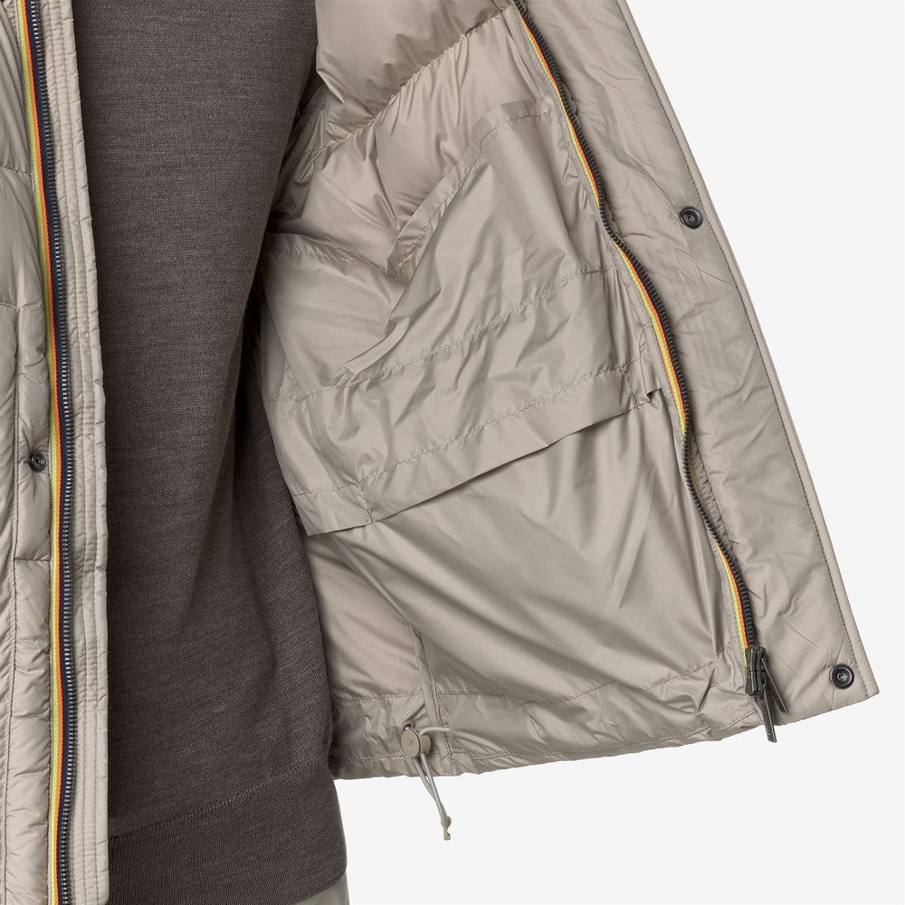 Chaqueta acolchada corta beige para hombre con aislamiento de plumón 02