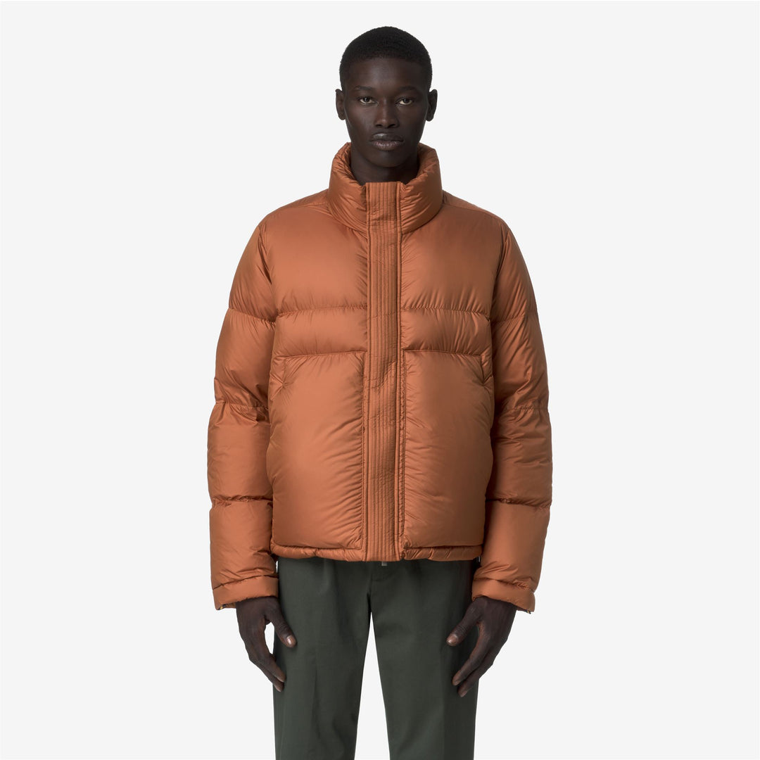 Chaqueta acolchada corta naranja para hombre con aislamiento de plumón main