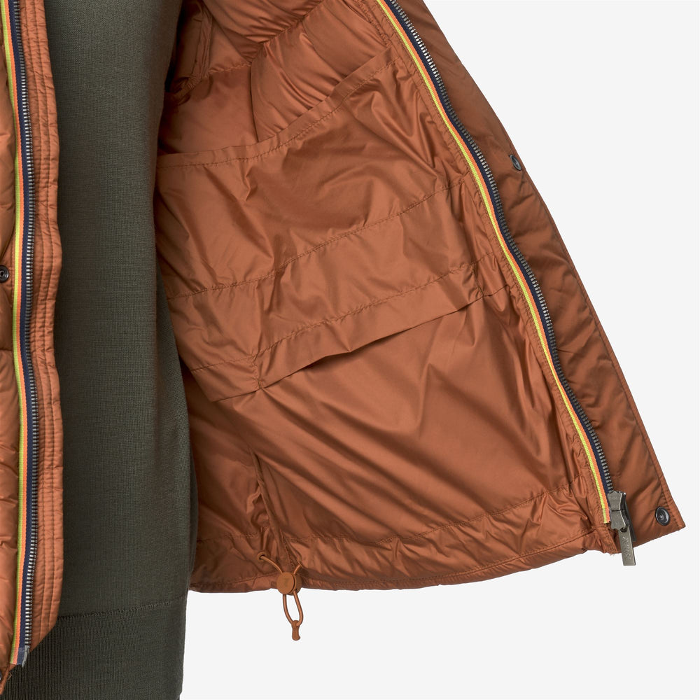 Chaqueta acolchada corta naranja para hombre con aislamiento de plumón 02