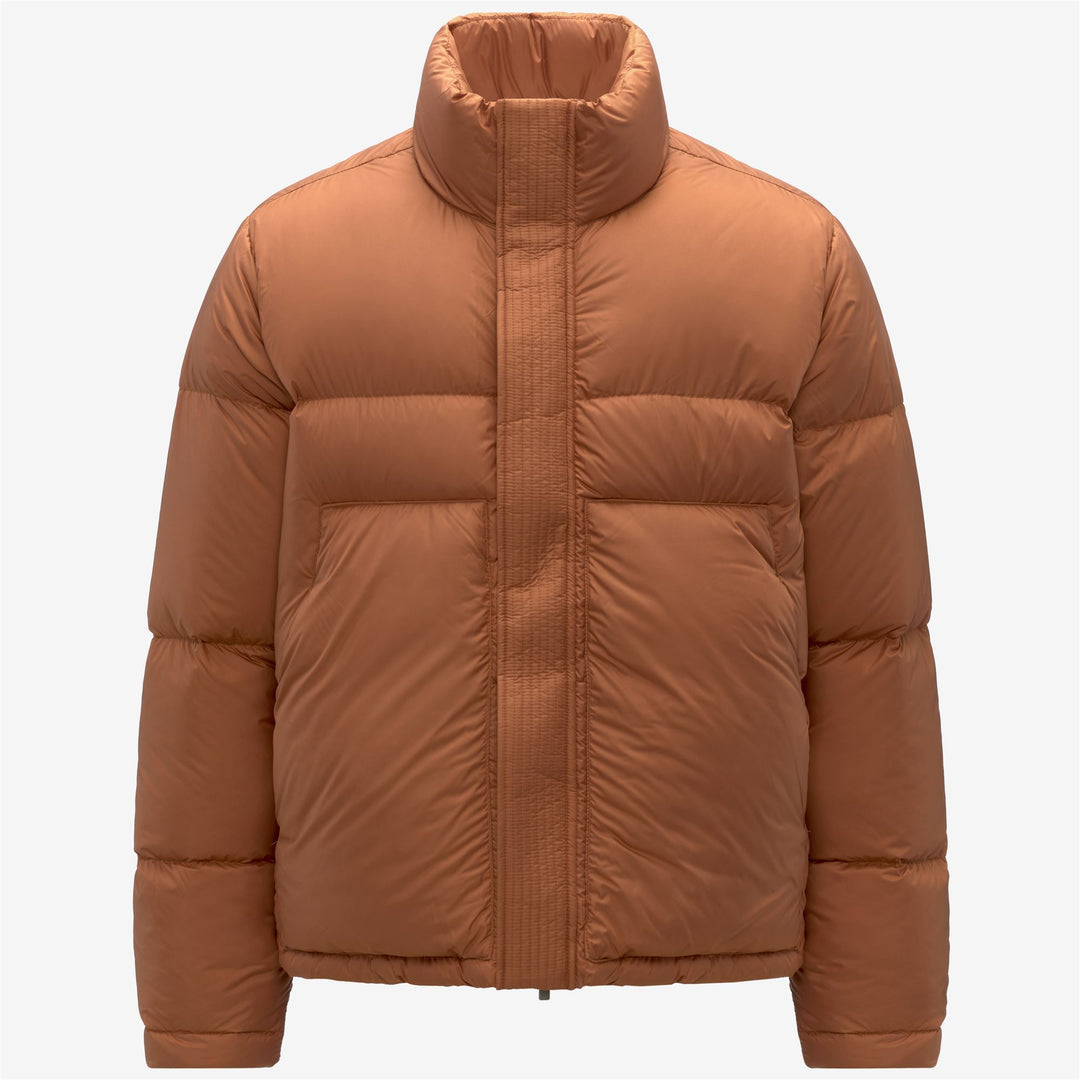 Chaqueta acolchada corta naranja para hombre con aislamiento de plumón 01