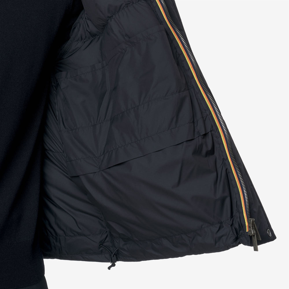 Chaqueta acolchada corta azul para hombre con aislamiento de plumón 02