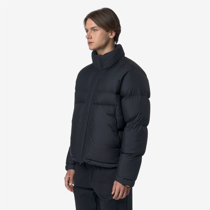 Chaqueta acolchada corta azul para hombre con aislamiento de plumón 4