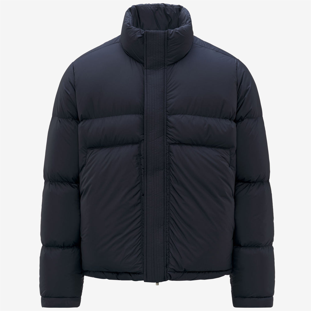 Chaqueta acolchada corta azul para hombre con aislamiento de plumón 01