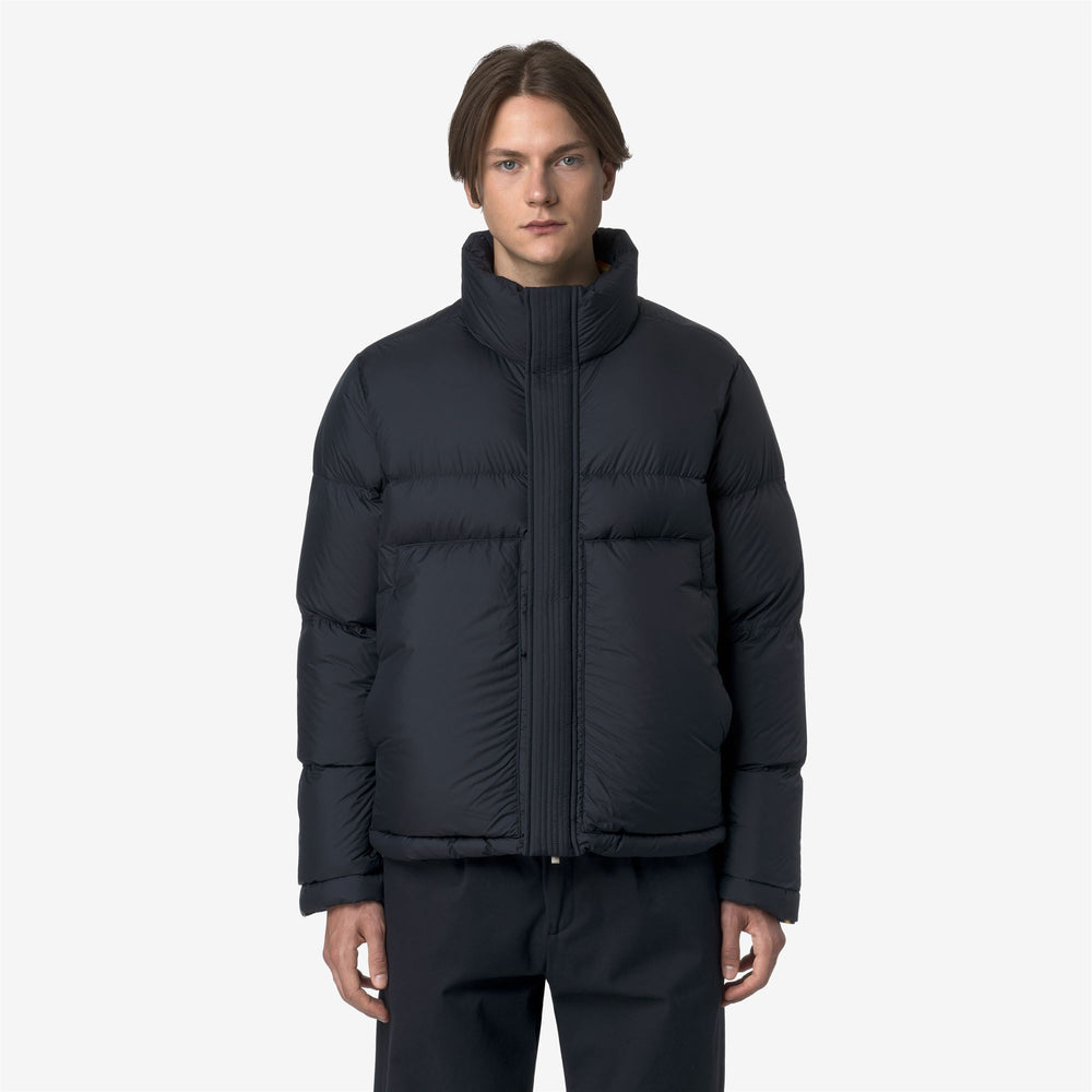 Blue Men's Short Puffer Jacket with Down Insulation 02