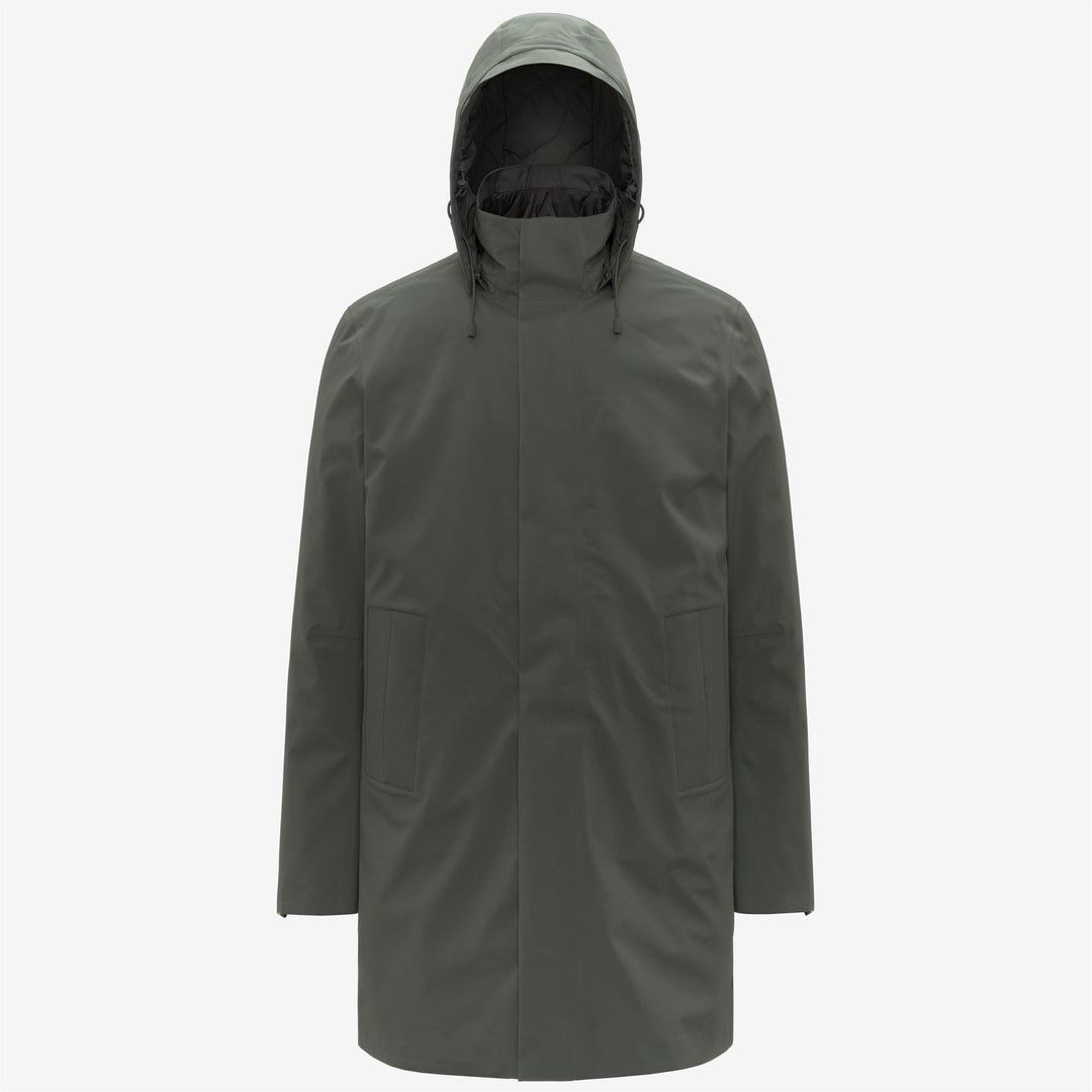 Green black Men's 3/4 Length Padded Winter Jacket 01