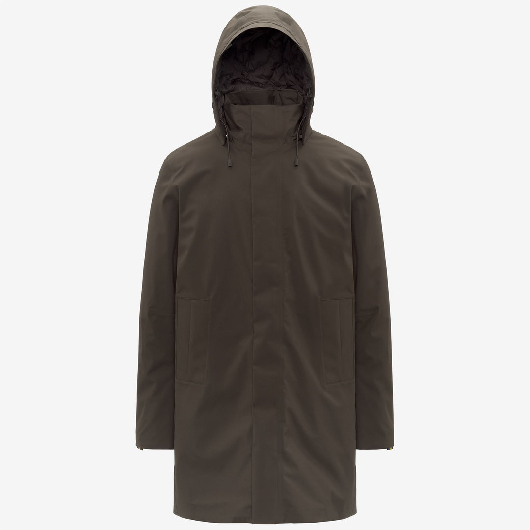 Chaqueta de invierno acolchada de 3/4 para hombre en color oliva negro 01