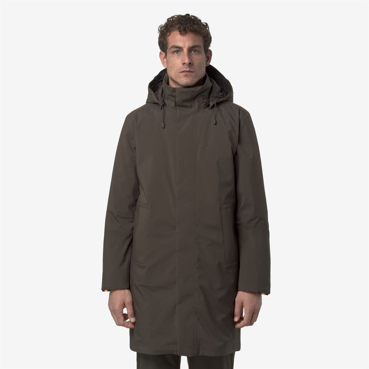 Chaqueta de invierno acolchada de 3/4 para hombre en color oliva negro 5