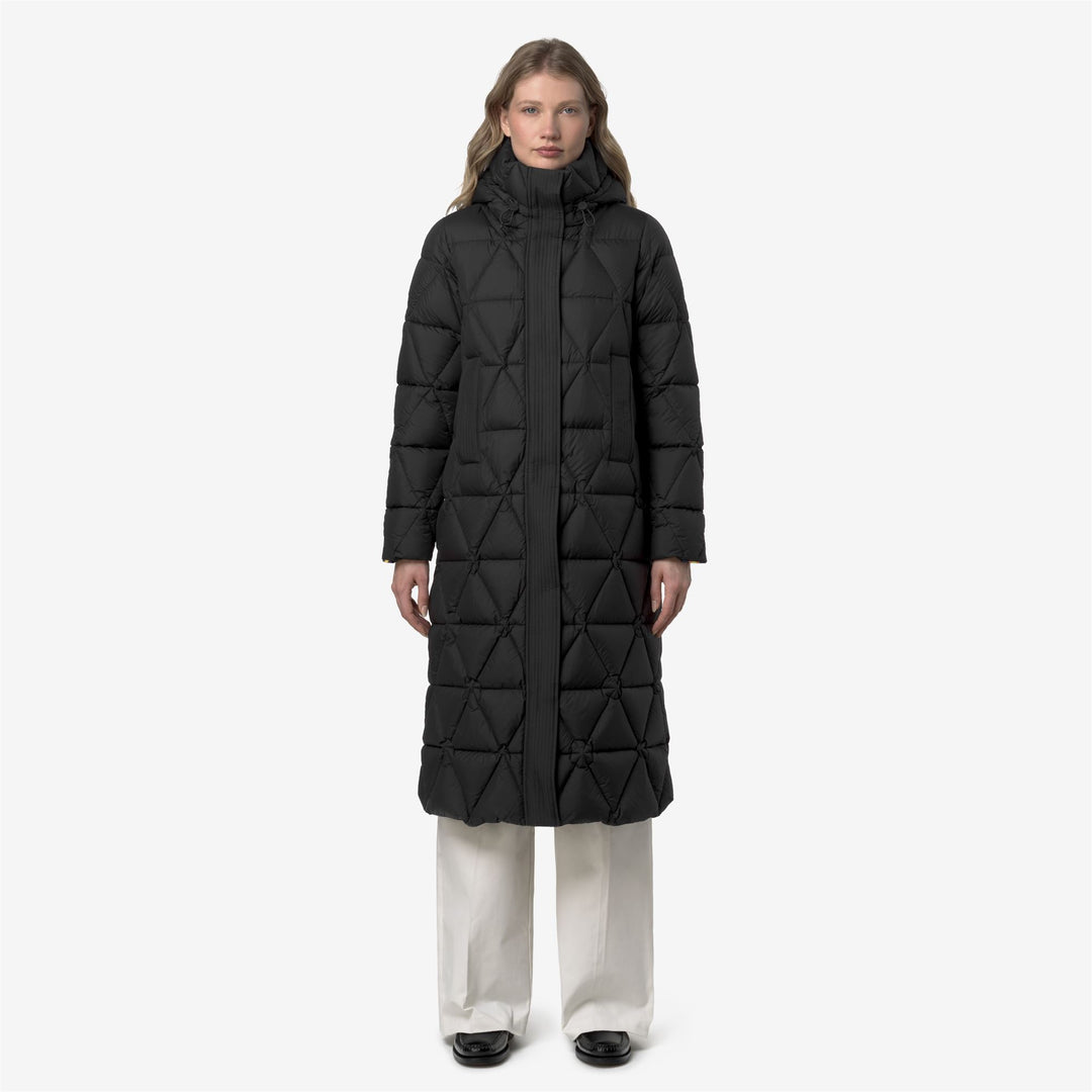 Black Women's Long Puffer Jacket with Down Insulation main