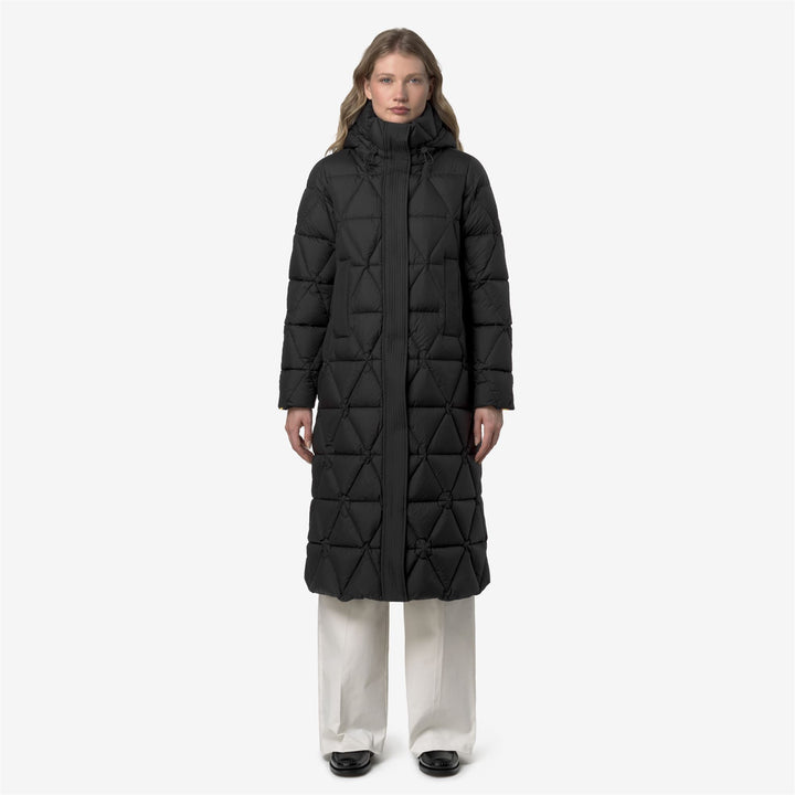 Black Women's Long Puffer Jacket with Down Insulation 3