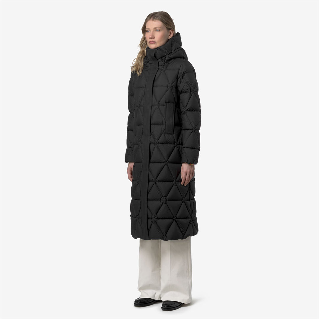 Black Women's Long Puffer Jacket with Down Insulation main
