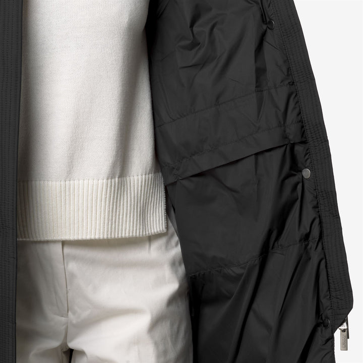 Black Women's Long Puffer Jacket with Down Insulation 2