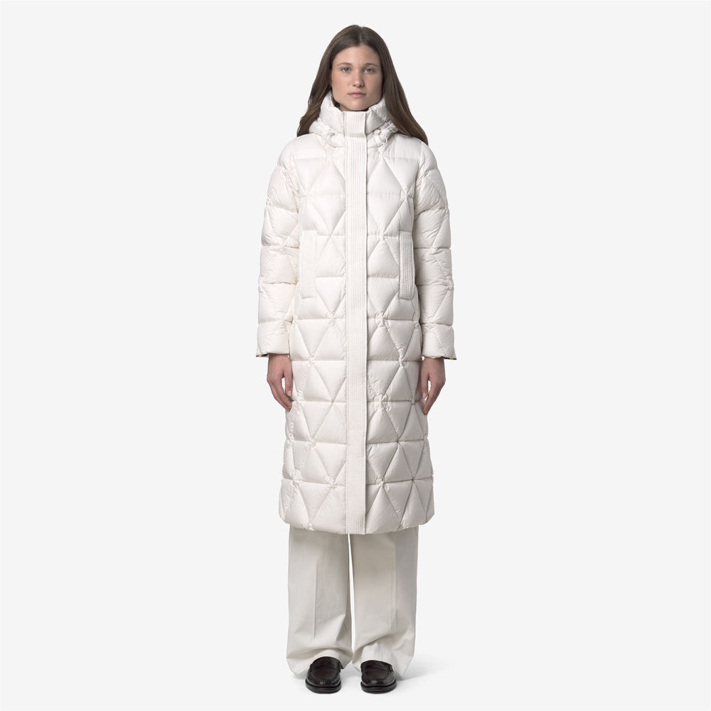 White Women's Long Puffer Jacket with Down Insulation 02