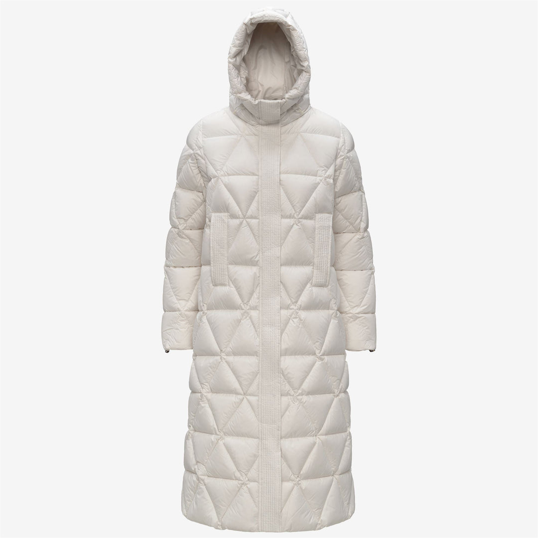 White Women's Long Puffer Jacket with Down Insulation 01