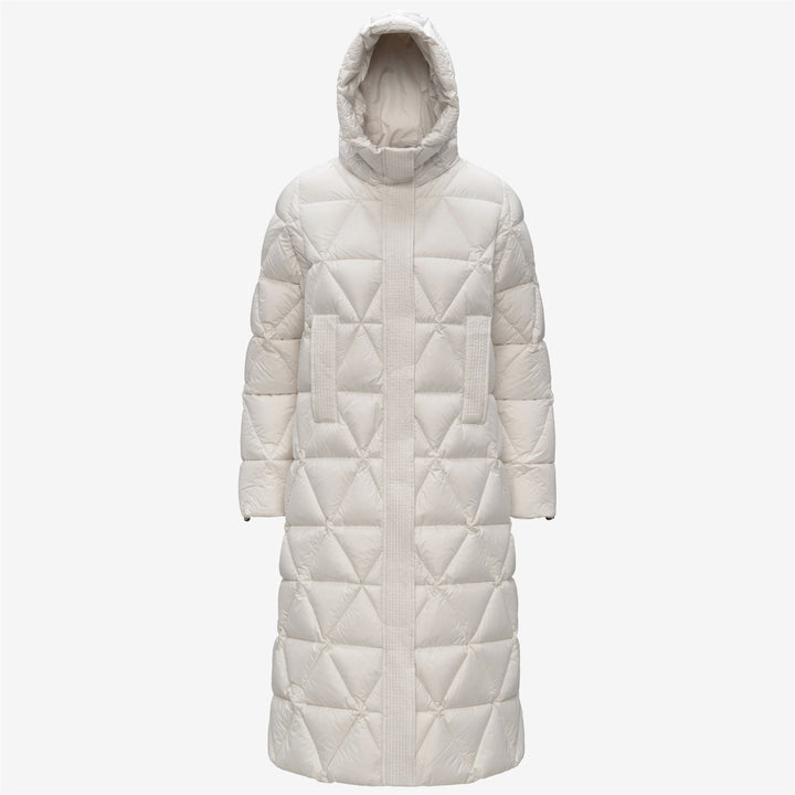 Chaqueta acolchada larga blanca para mujer con aislamiento de plumón 1
