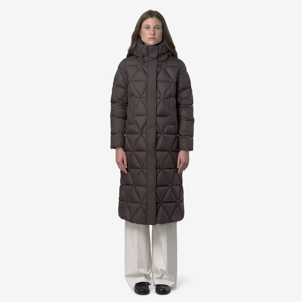 Black olive Women's Long Puffer Jacket with Down Insulation 02