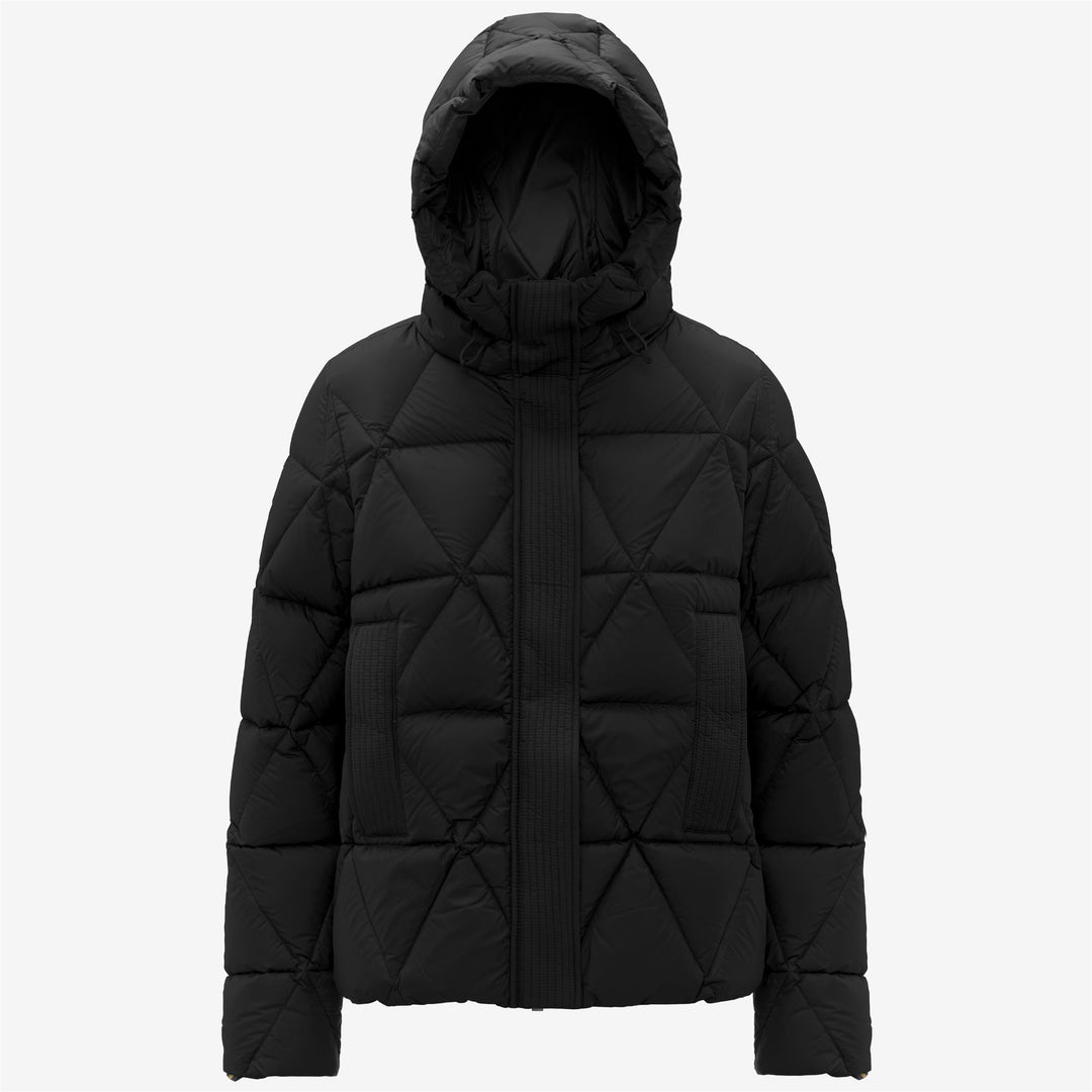 Chaqueta acolchada corta negra para mujer con aislamiento de plumón 01