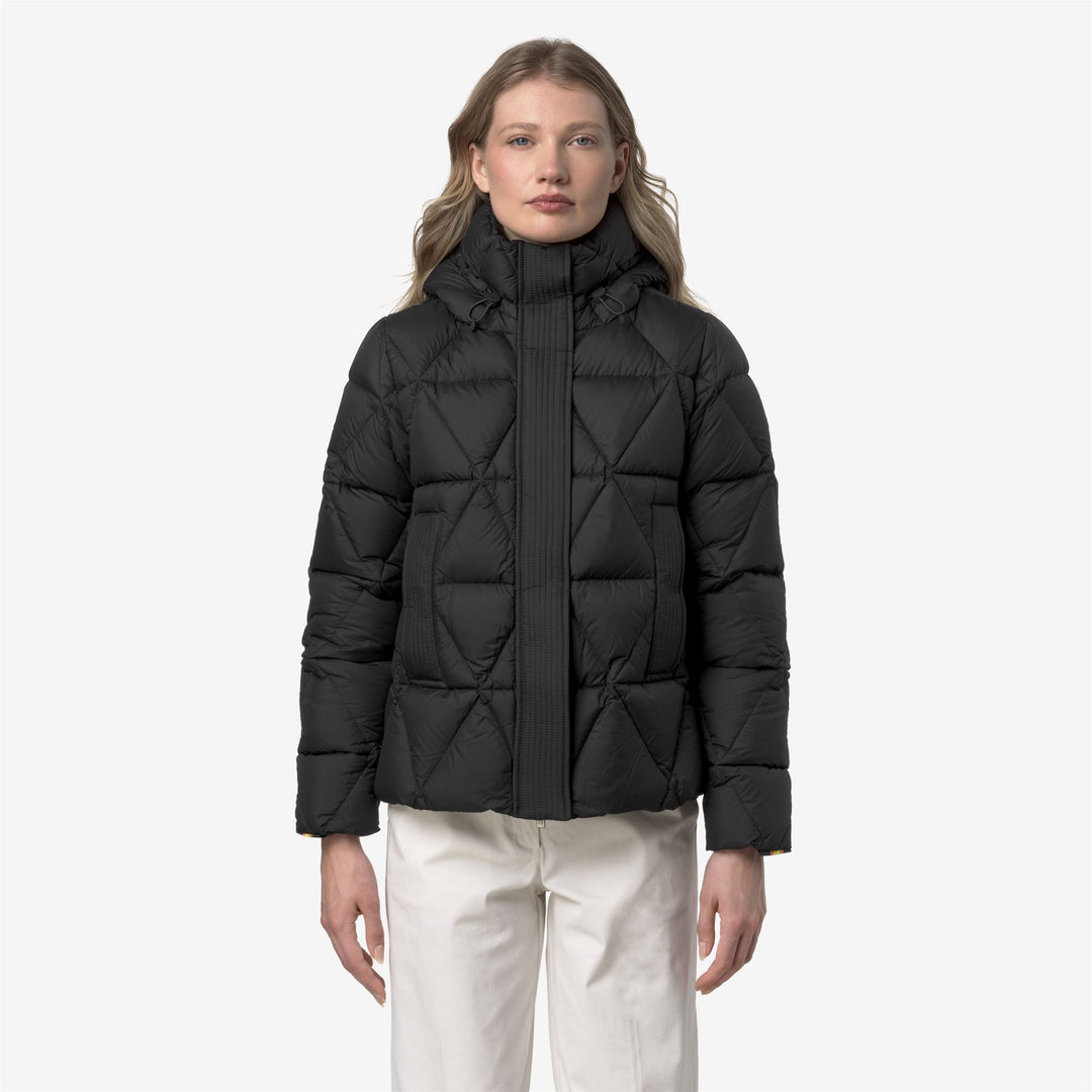 Piumino corto nero da donna con isolamento in piuma main