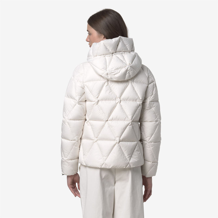 Piumino corto bianco da donna con isolamento in piuma 5
