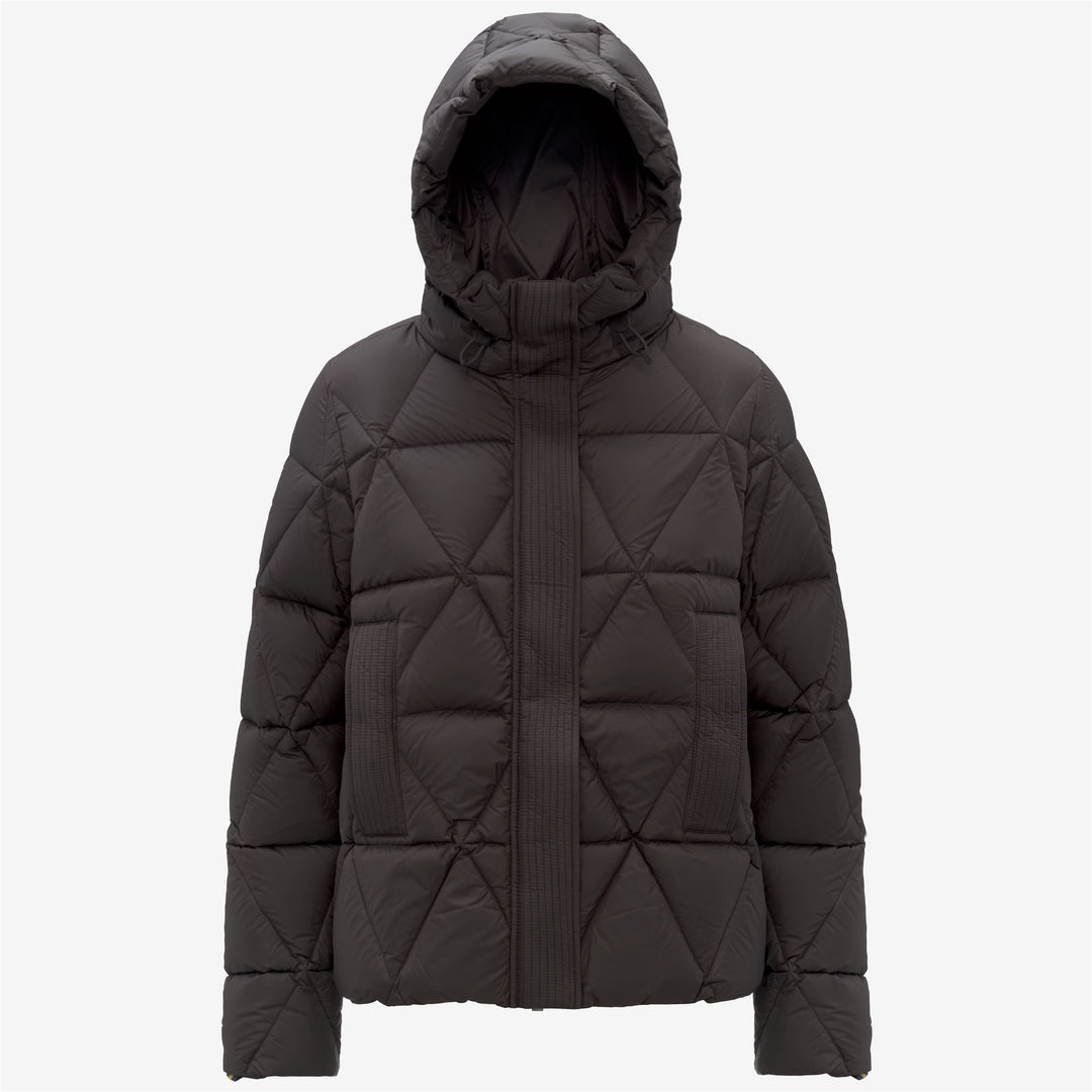 Chaqueta acolchada corta para mujer color oliva negro con aislamiento de plumón 01