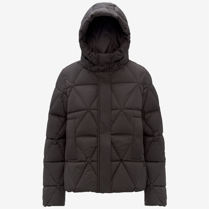 Piumino corto da donna in oliva nera con isolamento in piuma 1