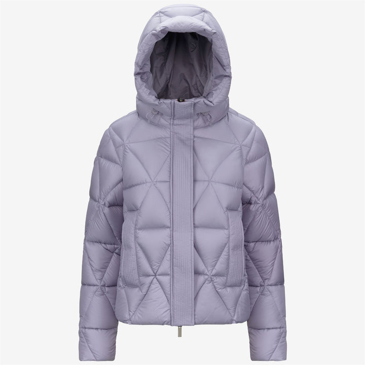 Chaqueta acolchada corta de mujer violeta con aislamiento de plumón 1