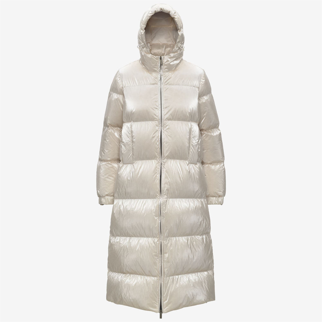 White Women's Long Puffer Jacket with Down Insulation 01