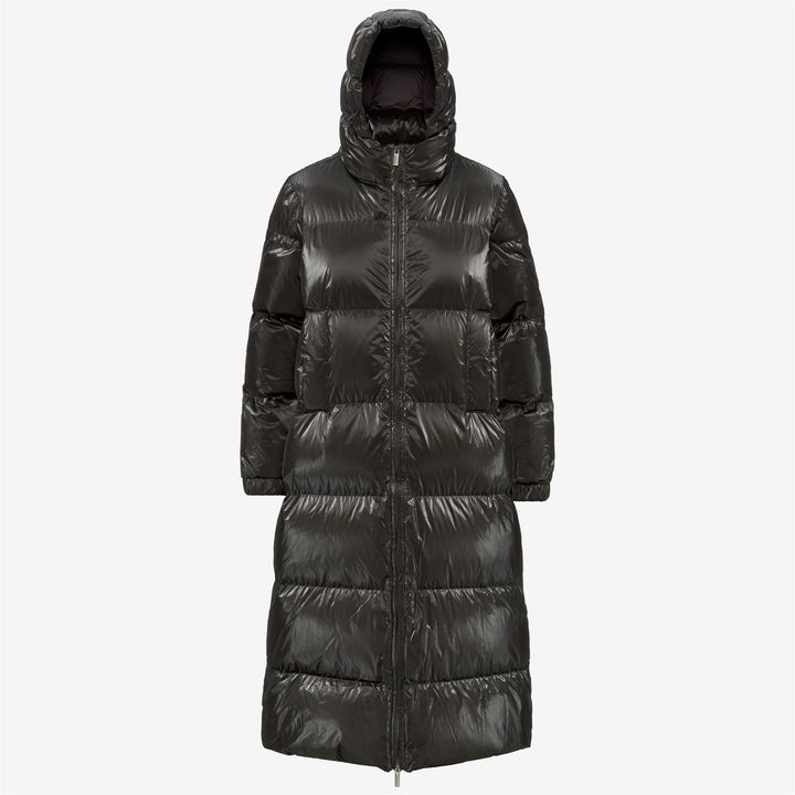 Black olive Women's Long Puffer Jacket with Down Insulation 1