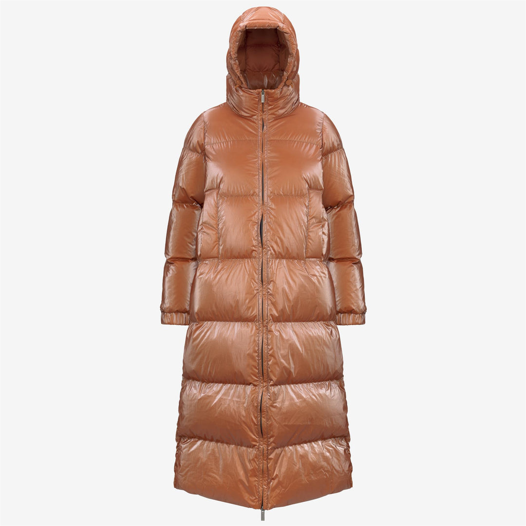 Orange Women's Long Puffer Jacket with Down Filling 01