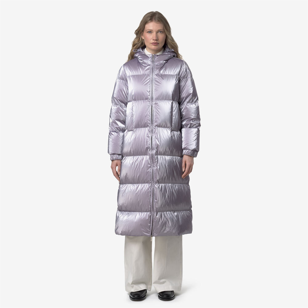 Violet Women's Long Puffer Jacket with Down Filling 02