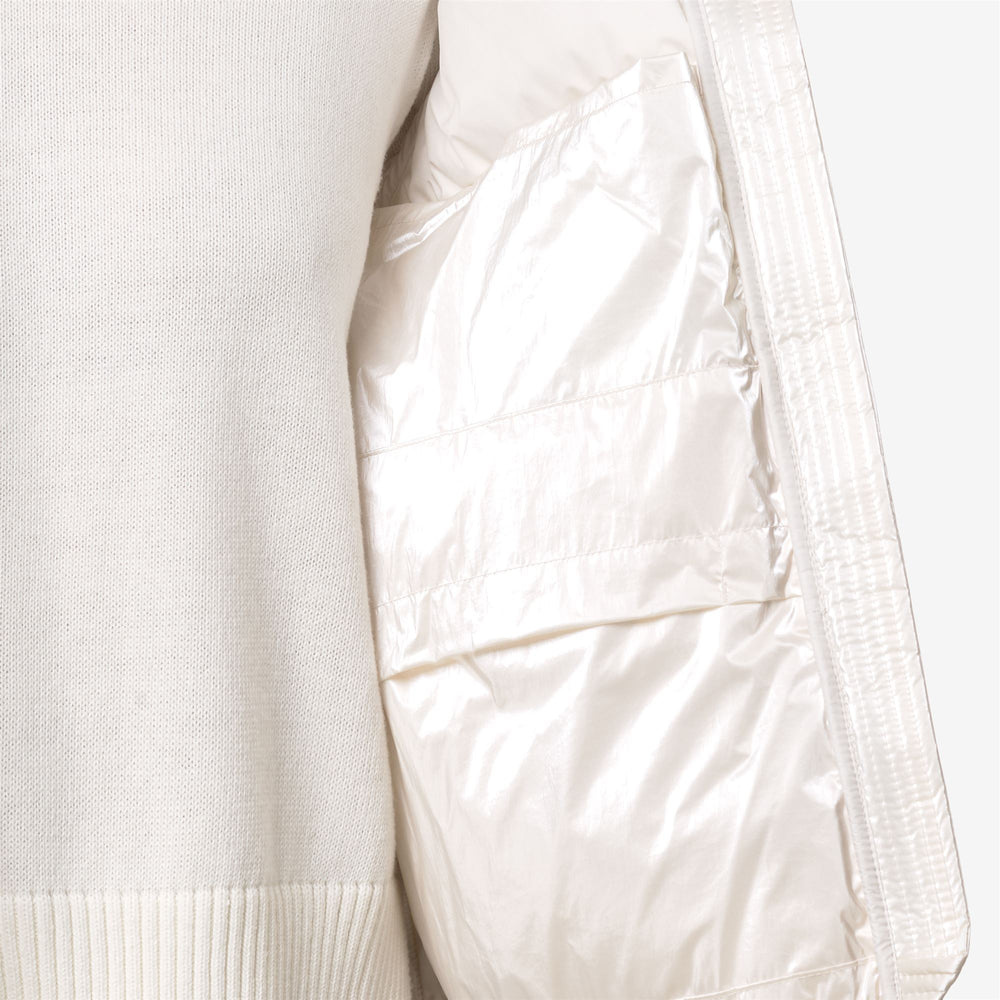 Chaqueta acolchada corta blanca para mujer con aislamiento de plumón 02