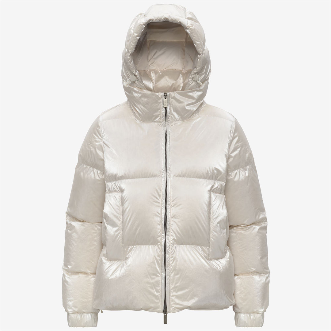 White Women's Short Puffer Jacket with Down Insulation main