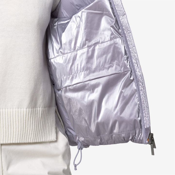 Chaqueta acolchada corta de mujer violeta con relleno de plumón 2